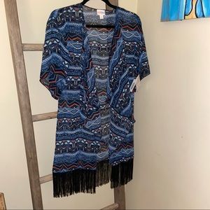 NWT LuLaRoe Monroe Kimono - Black & Blue